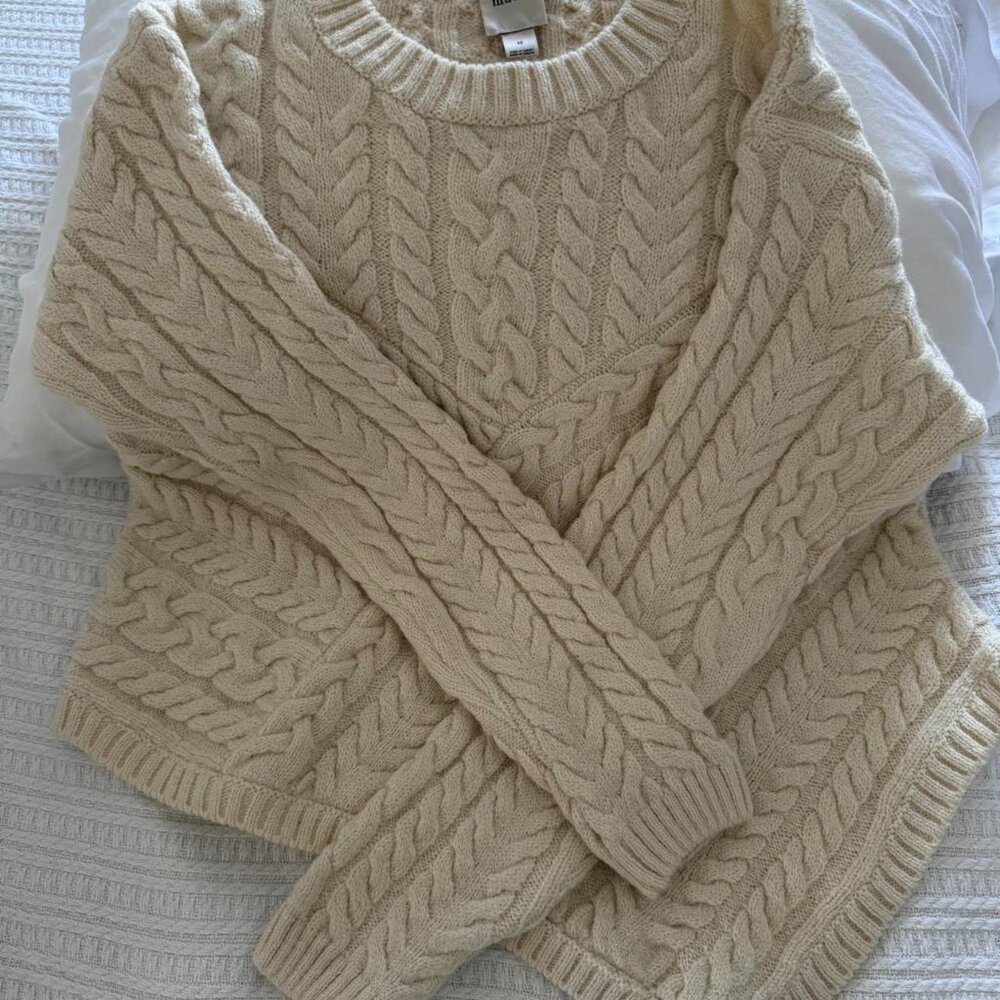 Anthropologie Women's Cream and White Jumper